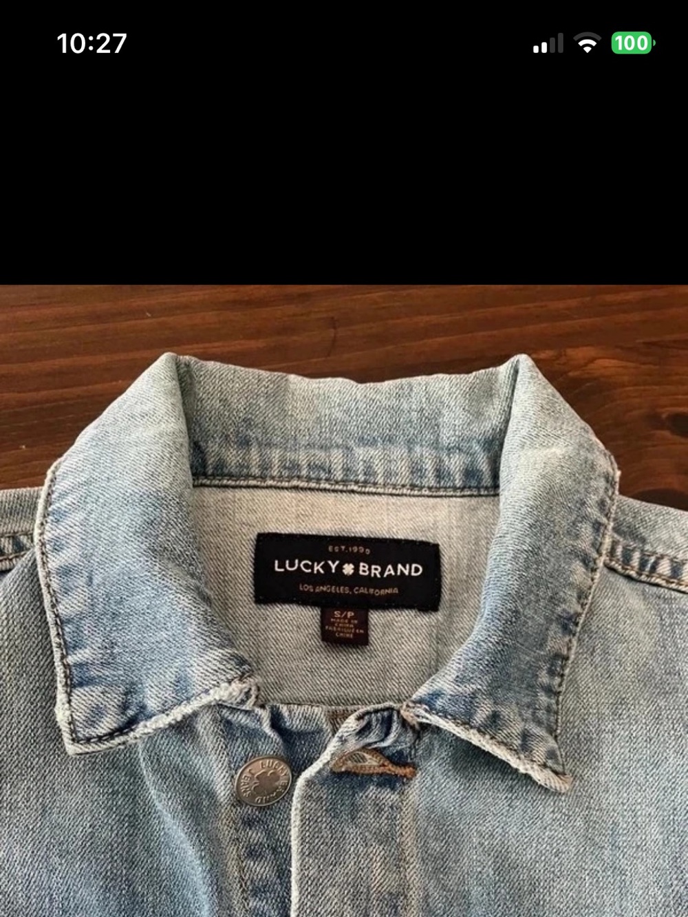Woman’s Lucky Brand Light Blue Distressed Jean Jacket Small